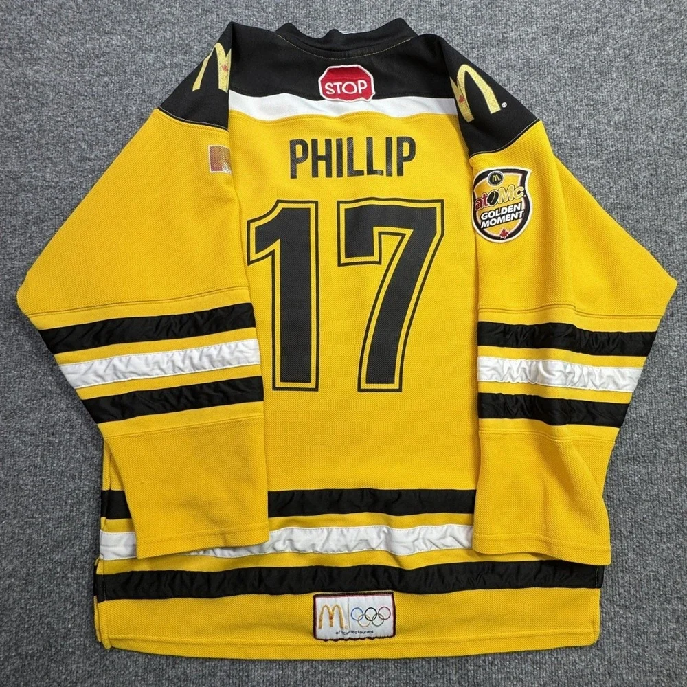 Phillip 17 Canada McDonald atoMc Force Hockey Jersey Mens Medium Yellow Striped